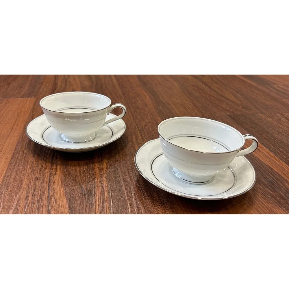 Noritake China Crest 2 Tea Cups and Saucers Lily of the Valley 5421 Japan‎